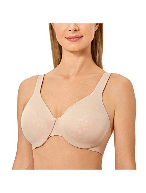 DELIMIRA Women's Full Coverage Minimizer Unlined Underwire Plus Size Seamless Bra