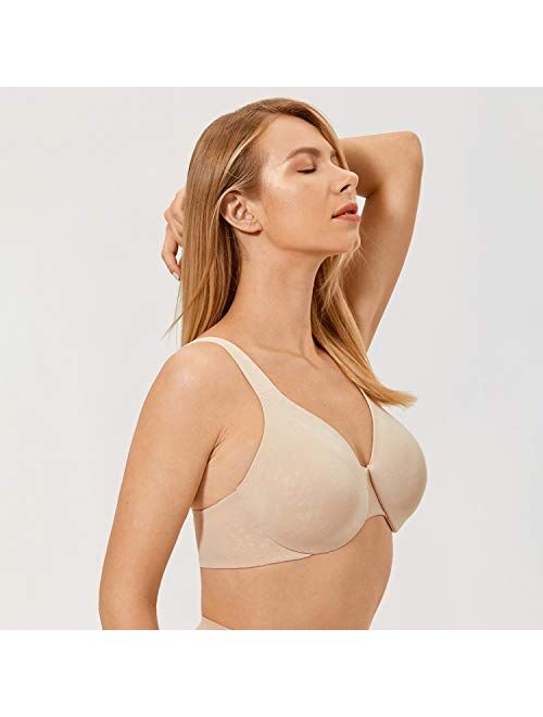 DELIMIRA Women's Full Coverage Minimizer Unlined Underwire Plus Size Seamless Bra