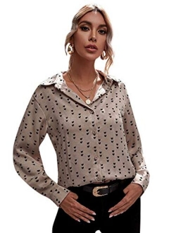 Women's Chiffon Sexy Leopard V Neck Long Sleeve Blouse Shirt Tops