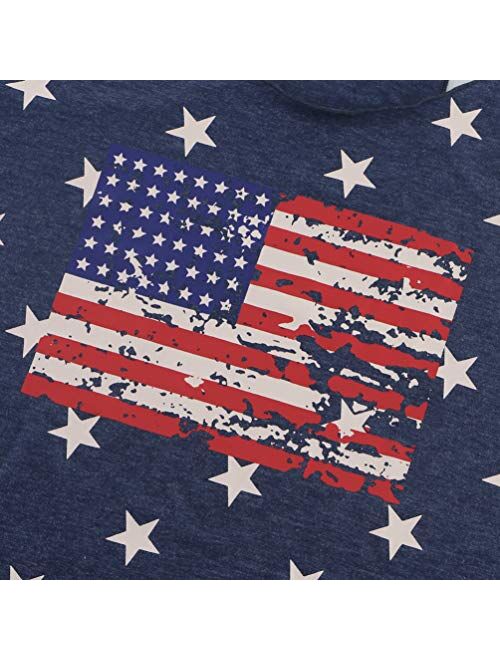 Binshre USA Flag Print Tank Tops Women American Stars Stripes Patriotic T Shirt Summer Casual Vest Tees