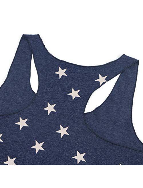 Binshre USA Flag Print Tank Tops Women American Stars Stripes Patriotic T Shirt Summer Casual Vest Tees