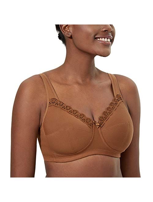 DELIMIRA Women's Wireless Bra Plus Size Cotton Unlined Full Coverage