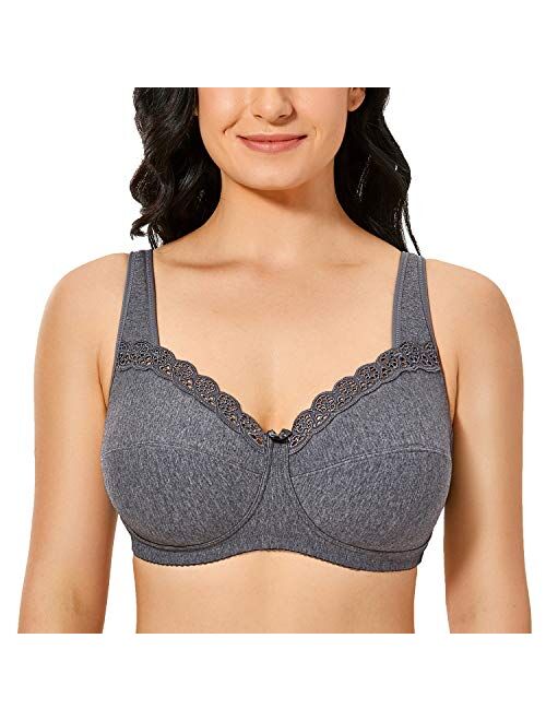 DELIMIRA Women's Wireless Bra Plus Size Cotton Unlined Full Coverage