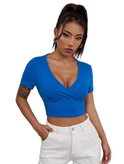 Women's Basic Crop Top Short Sleeve Round Neck Tee T-Shirt