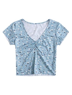 Women's Basic Crop Top Short Sleeve Round Neck Tee T-Shirt