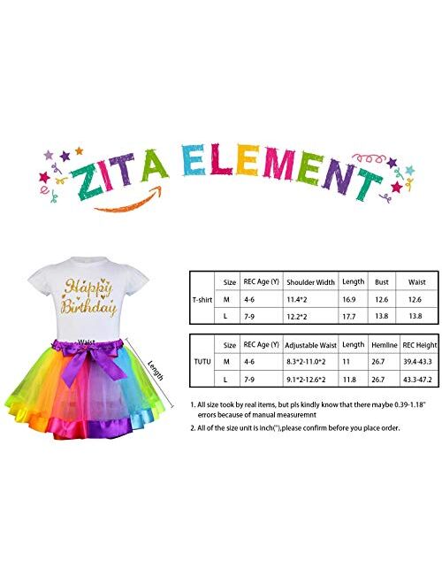 ZITA ELEMENT Cotton With Rainbow Colors Short Sleeves Birthday Clothing Set