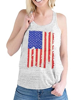 USA Flag Tank Women 4th of July USA Sleeveless Shirt Vintage Graphic Patriotic Shirt Vest Summer Casual Racerback Top