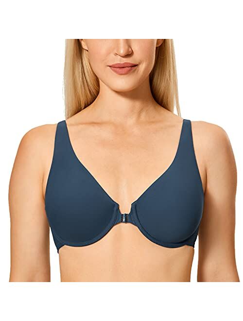 DELIMIRA Women's Front Closure Seamless Full Coverage Underwire Unlined Bra