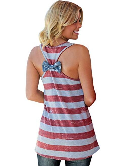 Runytek Women’s Patriotic American Flag Tank Camo Sleeveless Top Sexy Summer T-Shirts Vest for 4th July