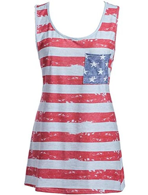 Runytek Women’s Patriotic American Flag Tank Camo Sleeveless Top Sexy Summer T-Shirts Vest for 4th July