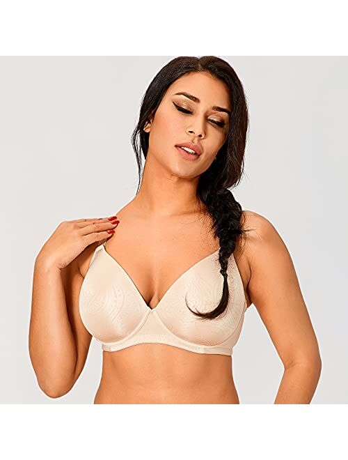 DELIMIRA Women's Full Coverage Wireless Lightly Padded Plus Size Seamless Bra