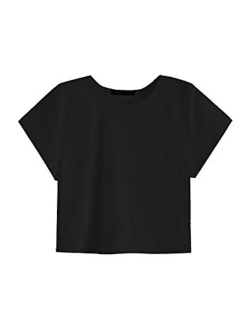 Women's Scoop Neck Basic Solid Short Sleeve Crop Top Tee Shirts