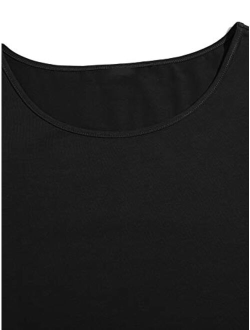 SweatyRocks Women's Scoop Neck Basic Solid Short Sleeve Crop Top Tee Shirts