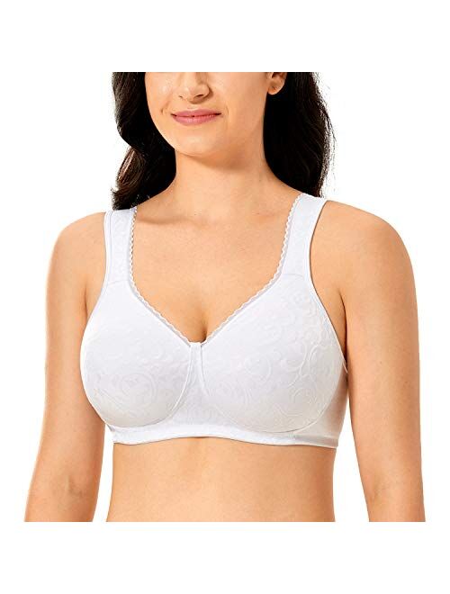 DELIMIRA Women's Plus Size Wireless Unlined Comfort Full Coverage Bra