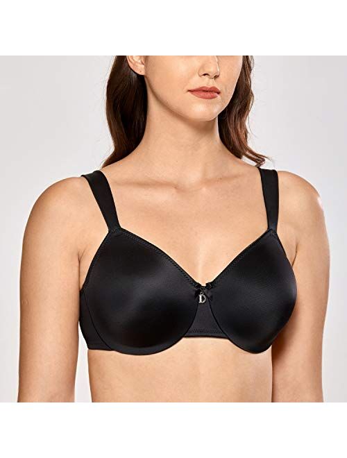 DELIMIRA Women's Smooth Unlined Full Coverage Underwire Plus Size Minimizer Bra