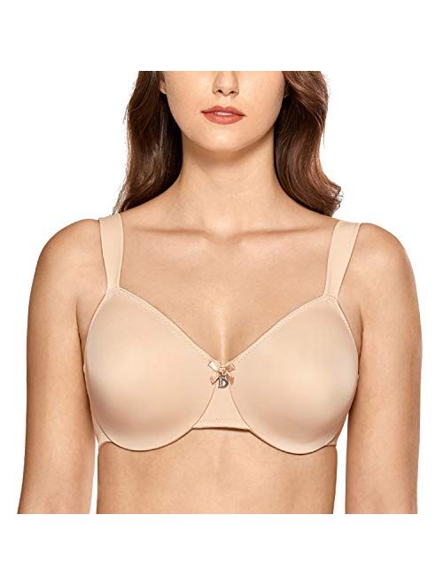 DELIMIRA Women's Smooth Unlined Full Coverage Underwire Plus Size Minimizer Bra