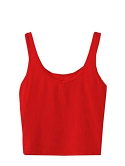 Women's Sleeveless Casual Ribbed Knit Shirt Basic Crop Tank Top