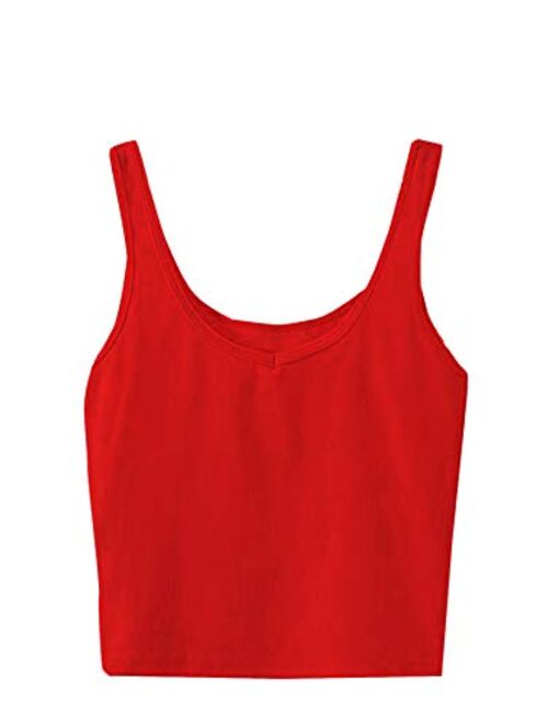 SweatyRocks Women's Sleeveless Casual Ribbed Knit Shirt Basic Crop Tank Top