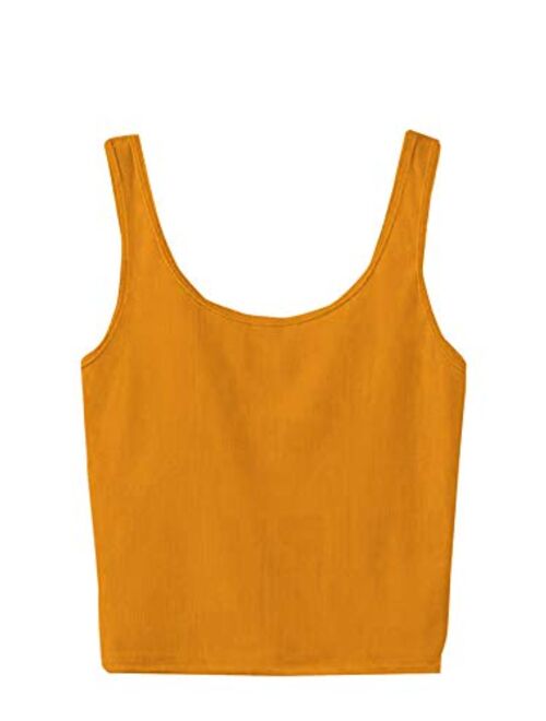 SweatyRocks Women's Sleeveless Casual Ribbed Knit Shirt Basic Crop Tank Top