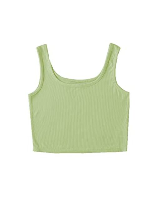 SweatyRocks Women's Sleeveless Casual Ribbed Knit Shirt Basic Crop Tank Top