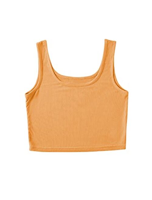 SweatyRocks Women's Sleeveless Casual Ribbed Knit Shirt Basic Crop Tank Top