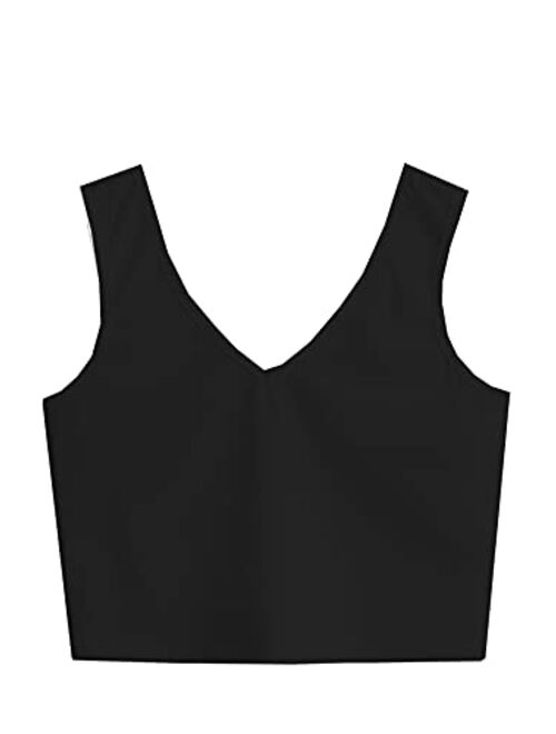 SweatyRocks Women's Sleeveless Casual Ribbed Knit Shirt Basic Crop Tank Top