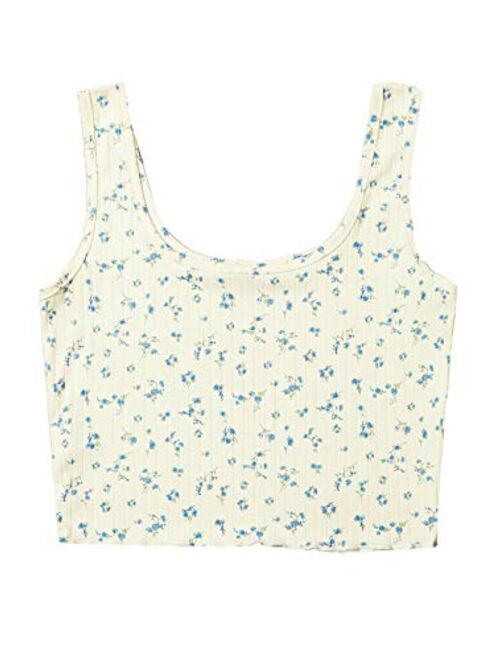 SweatyRocks Women's Casual Summer Floral Print Sleeveless Stretch Crop Tank Top