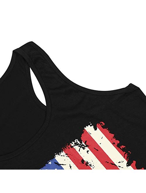 UNIQUEONE Fashion Women Patriotic American Flag Print Sleeeveless T-Shirt Casual Tank Top