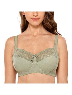 Women's Wireless Full Coverage Plus Size Lace Cotton Comfort Bra