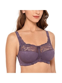 Women's Wireless Bra Lace Bralette Plus Size Full Coverage Unlined