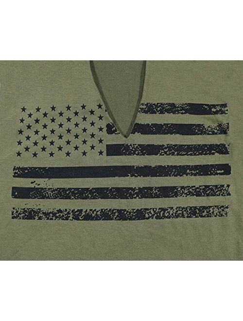 UNIQUEONE Women American Flag Hollow Vest T-Shirt Summer Sleeveless Casual Tee Tops