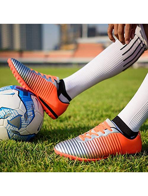 WELRUNG Men's Women's TF Football Cleats Shoes Lawn Spikes Non-Slip Sports FG Training Shoes for Youth