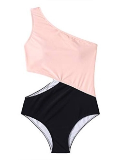 Women's Bathing Suits One Shoulder Cutout One Piece Swimsuit Swimwear Monokini