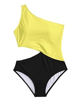 Women's Bathing Suits One Shoulder Cutout One Piece Swimsuit Swimwear Monokini