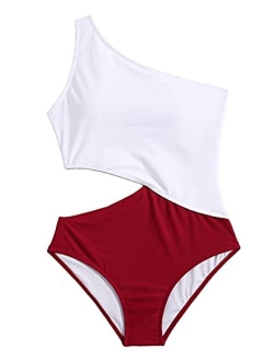 Women's Bathing Suits One Shoulder Cutout One Piece Swimsuit Swimwear Monokini