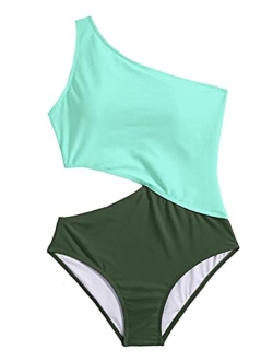 Women's Bathing Suits One Shoulder Cutout One Piece Swimsuit Swimwear Monokini