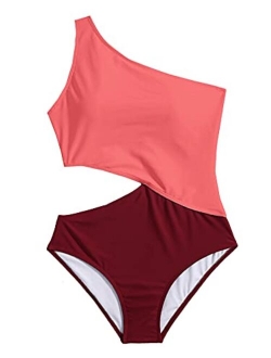 Women's Bathing Suits One Shoulder Cutout One Piece Swimsuit Swimwear Monokini