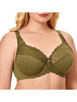 Women's Minimizer Lace Plus Size Full Coverage Unlined Underwire Bra