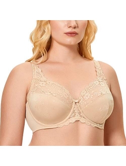 Women's Minimizer Lace Plus Size Full Coverage Unlined Underwire Bra