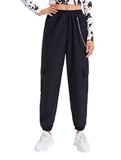 Women's Casual Drawstring Waist Jogger Workout Cargo Pants with Pockets