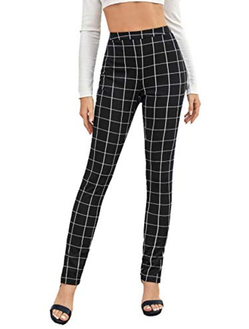 SweatyRocks Women's Casual Skinny Leggings Stretchy High Waisted Work Pants