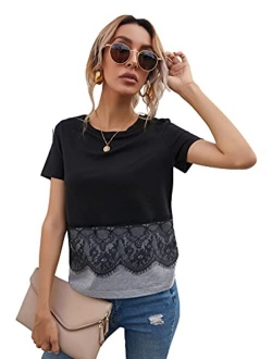 Women's Basic Round Neck Short Sleeve Ruffle Hem Blouse Top Peplum Shirt