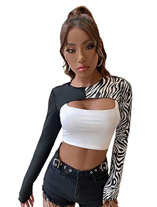 SweatyRocks Women's Stretch Cutout Yoga Sports Tee Long Sleeve Crop Top T Shirts