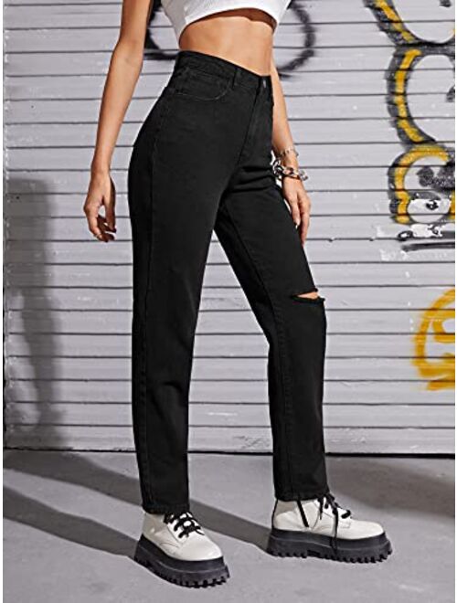 SweatyRocks Women's Casual Boyfriend Jeans High Rise Denim Pants