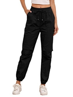 Women's Vintage Plaid Casual Pocket Pants with Drawstring Elastic Waist