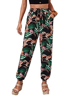 Women's Comfy Bohemian Tapered Tribal Print Loose Yoga Travel Pants