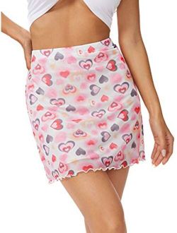 Women's Casual Floral Print Split Bodycon Short Mini Skirt