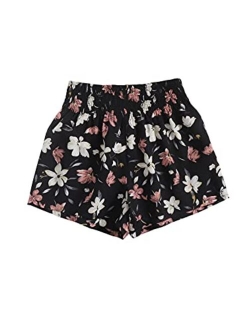 Women's Casual Tribal Print Elastic Waist Tie Front Summer Beach Shorts