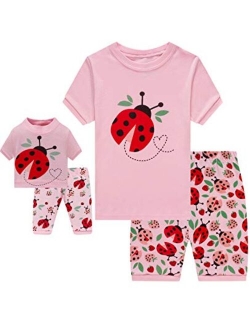 Babyroom Girls Matching Doll&Toddler 4 Piece Cotton Pajamas Toddler Unicorn Sleepwear