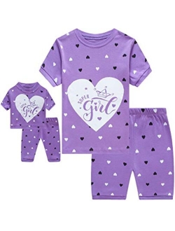 Babyroom Girls Matching Doll&Toddler 4 Piece Cotton Pajamas Toddler Unicorn Sleepwear